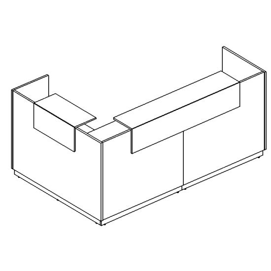 Стойка ресепшен угловая правая белый премиум / антрацит премиум / дуб шамони