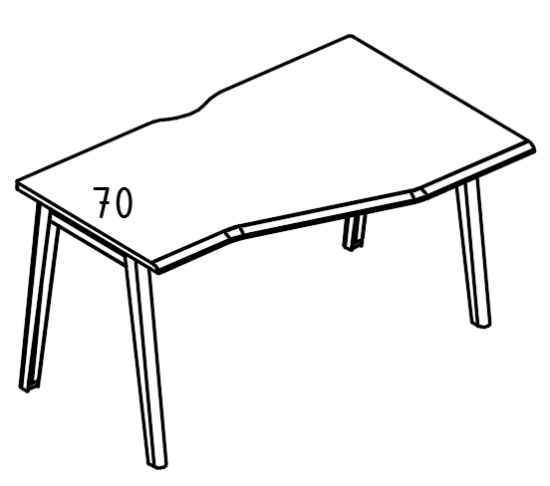 Стол Техно каркас МТ (1 скос) эргономичный правый  мокко премиум / белый, вставка мокко