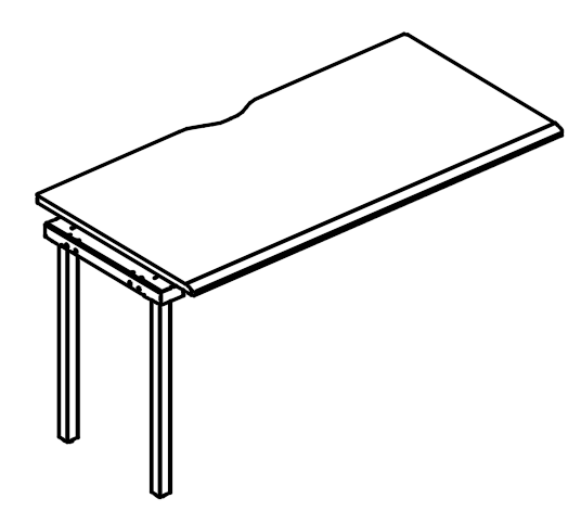 Секция стола рабочей станции на опорах МТ 1 скос мокко премиум / белый, вставка мокко